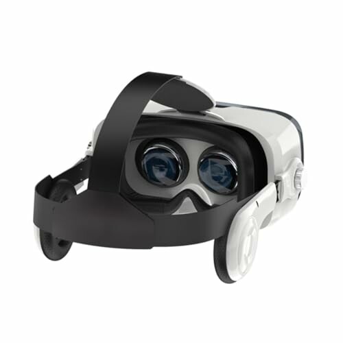 A user enjoying a virtual reality experience with the Sharper Image VR headset.