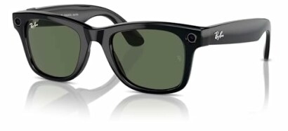 Black Ray-Ban sunglasses with green lenses
