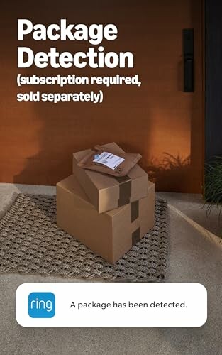 Packages on doorstep with package detection notification.
