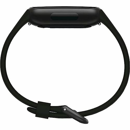 Side view of a smartwatch with a black strap.