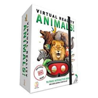 Virtual Reality Animals interactive book with VR viewer and animals on the cover.